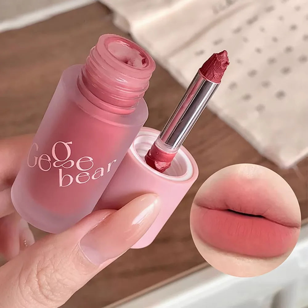 Gege Bear Smooth Multi-purpose Cream Expansion Color Blush Not Easy to Fade Nude Matte Velvet Lip Glaze lipstick