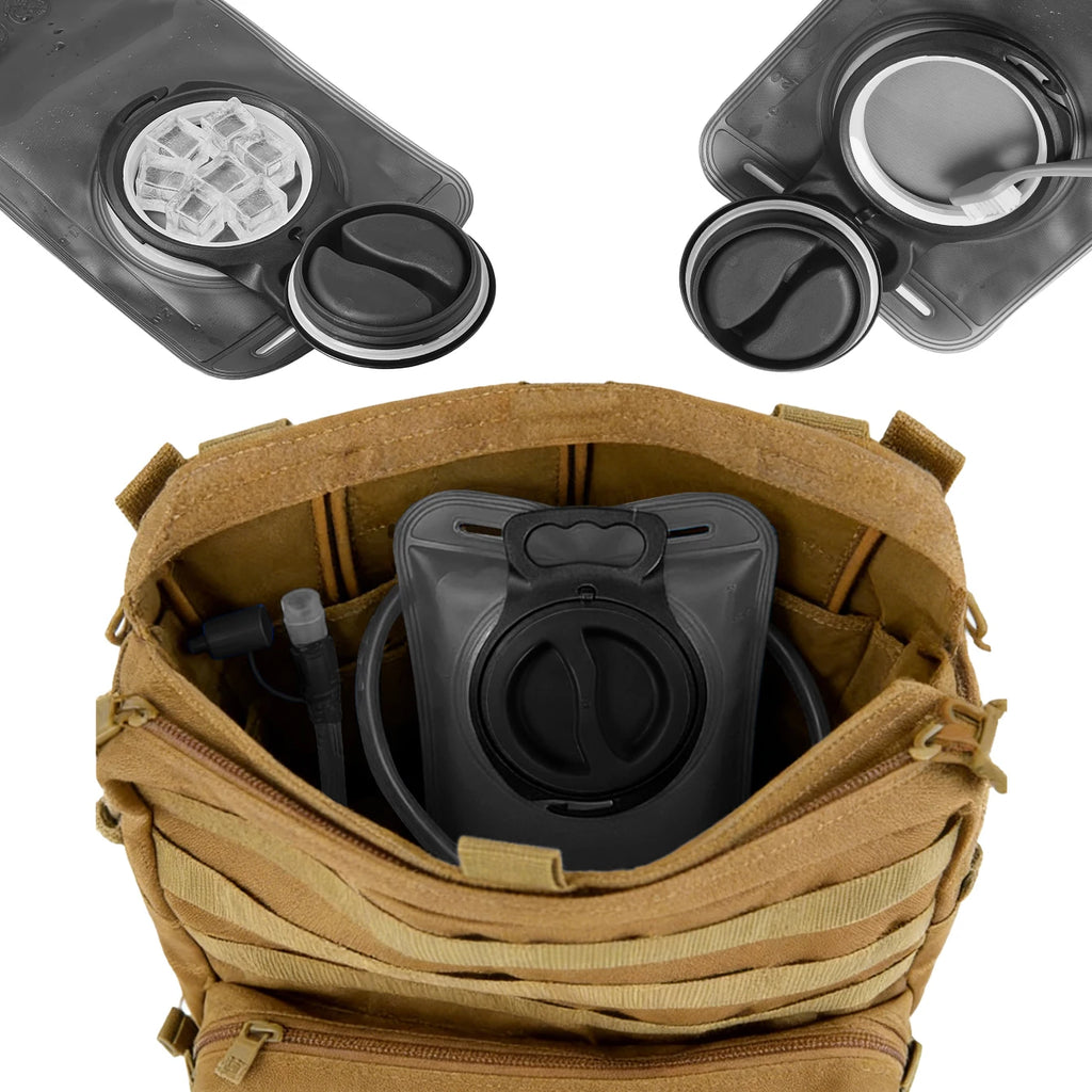 Outdoor sports drinking equipment: 2L large-capacity water bag + molle backpack, suitable for hiking, camping, and cycling