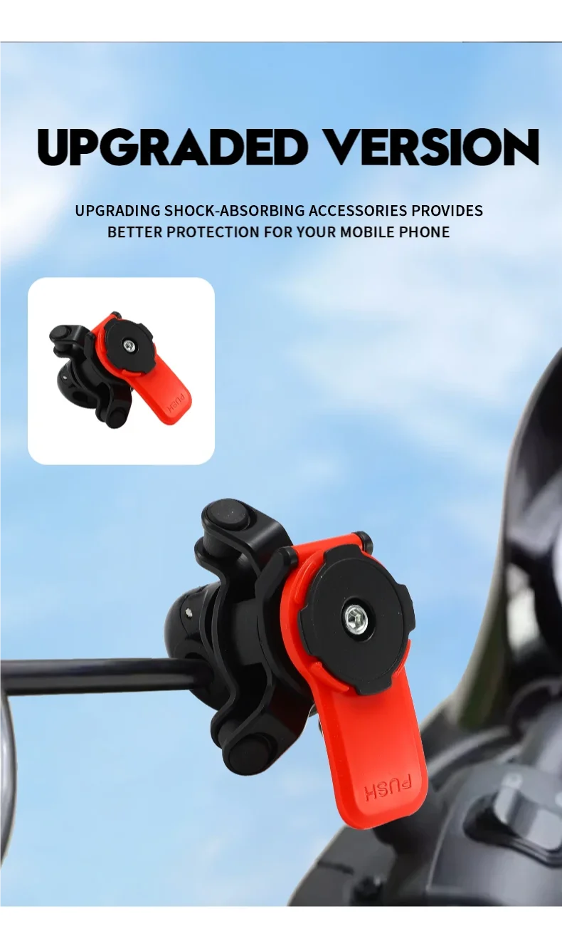 Mirrored Bike/Motorcycle Phone Mount - Quick Install & Secure