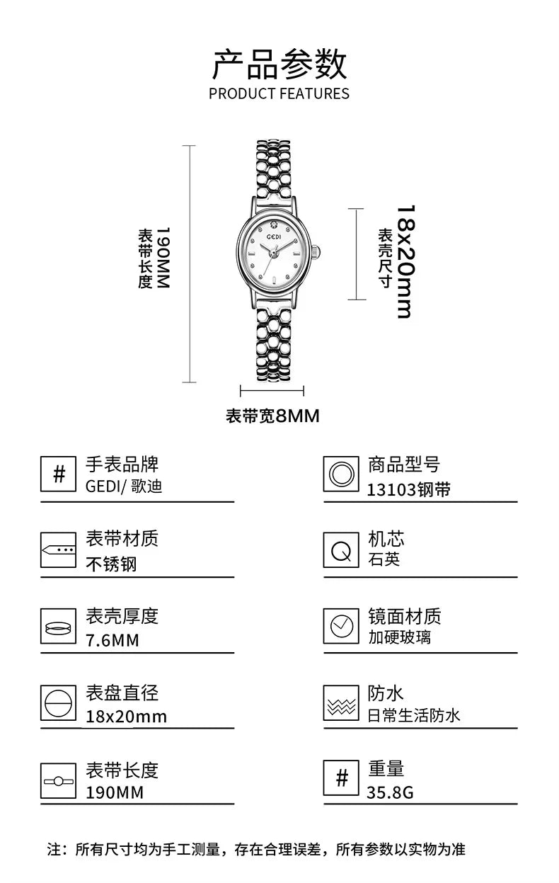 Women Watch for Girls Small Wrist Quartz Reloj Muje Sliver Grey Gold Oval Orologio Ladies Wristwatch Stainless Steel Band Clock