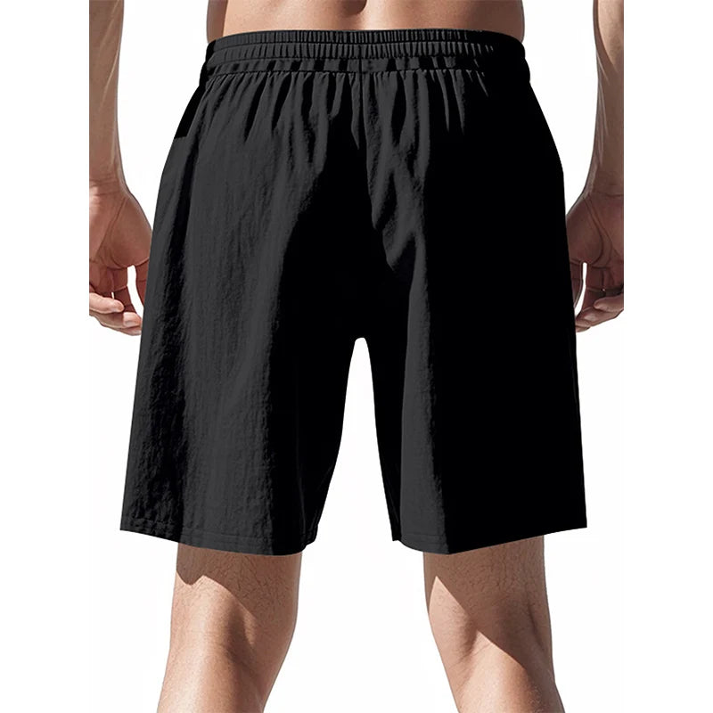 New Men's Cotton Linen Shorts Pants Male Summer Breathable Solid Color Linen Trousers Beach Shorts Fitness Streetwear