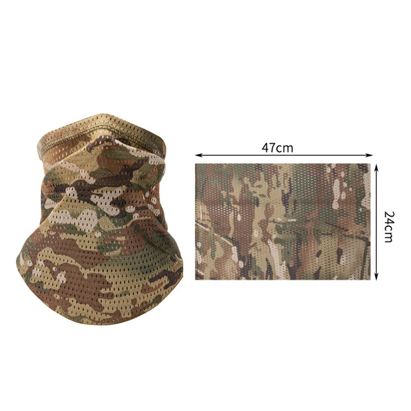 Lightweight Outdoor Cycling Sunscreen Face Shield Large Mesh Windproof Neckerchief Camo Mask Neck Gaiter Cover for Men Women
