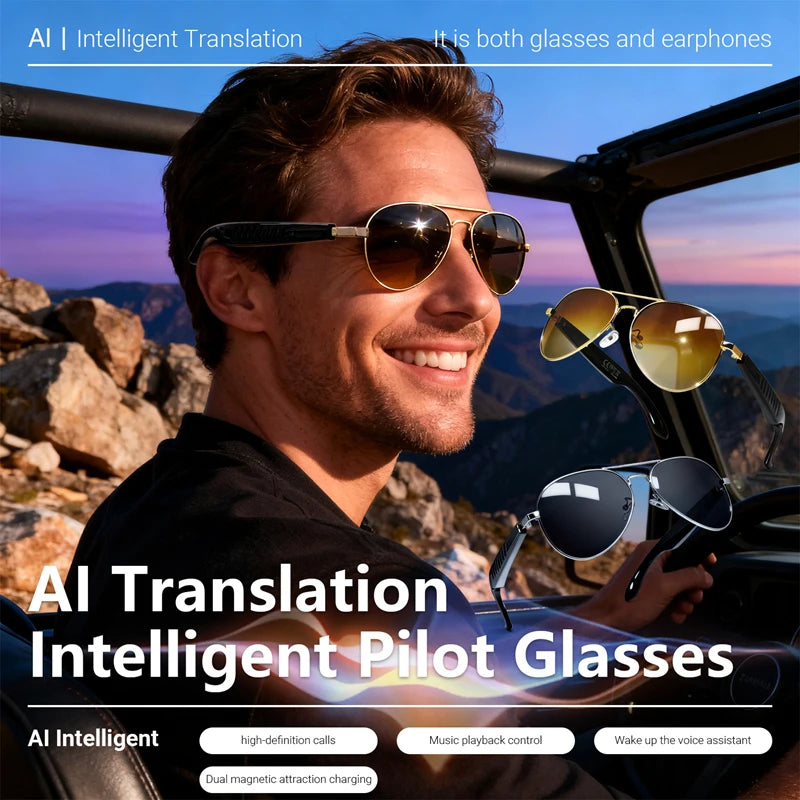 2026 New 800W Pixel Camera Smart Glasses Video Recording AI Photo Recognition Bluetooth Call Voice Translation Sunglasses Man