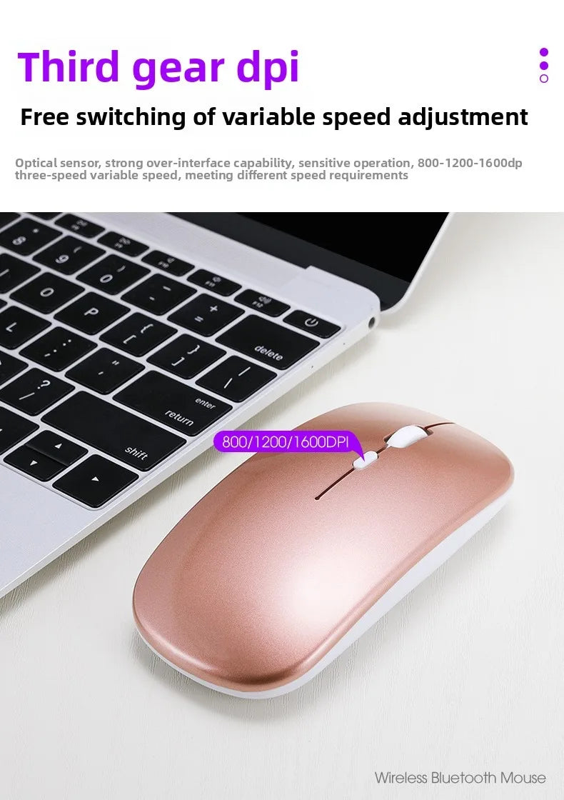 Rechargeable Wireless Mouse Bluetooth-compatible 2.4GHz Dual Modes Computer Mice with Nano Receiver for PC Laptop Macbook