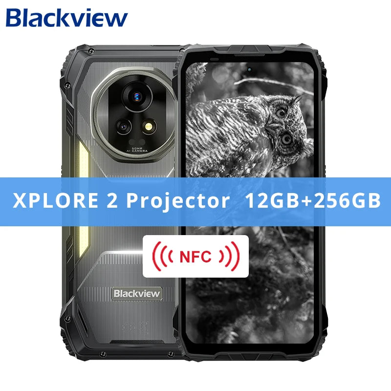 New Blackview XPLORE 2 Projector 5G AI Rugged Phone 6.73” 3.2K AMOLED Display 20000mAh 120W Charger Dimensity 8300 Cellphone