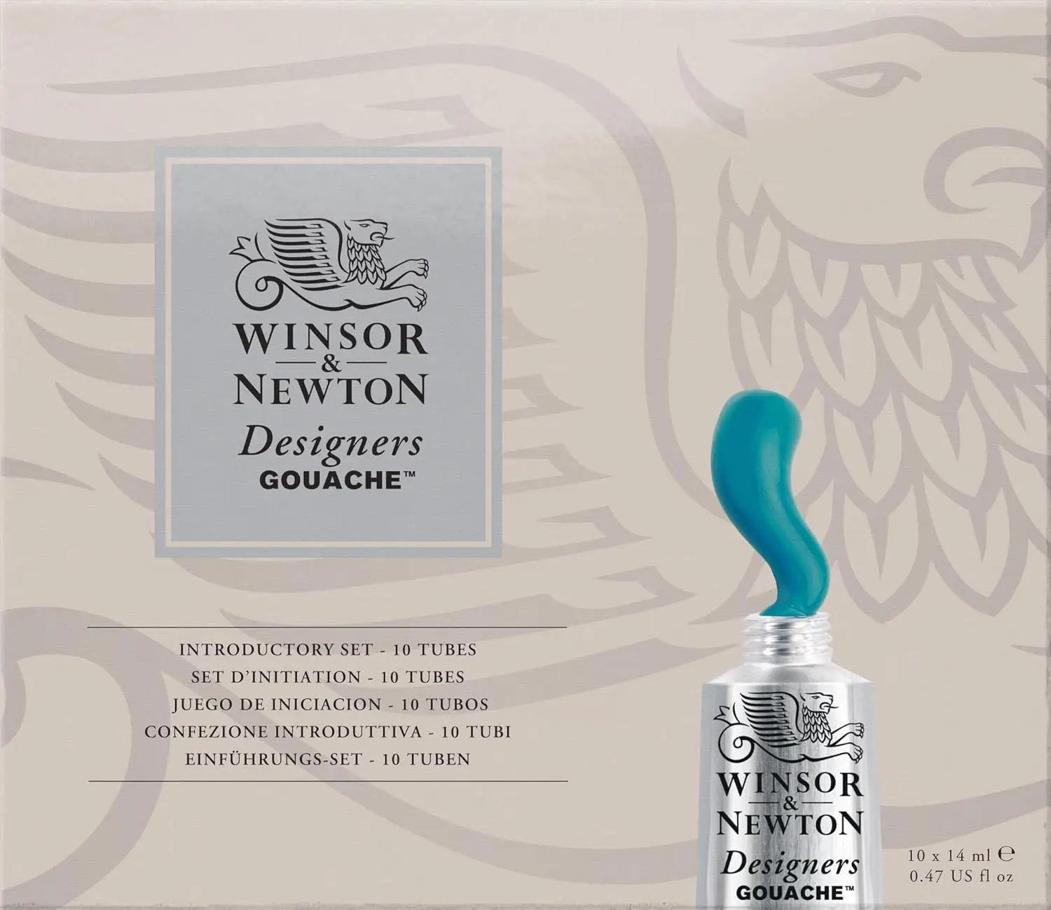 Winsor & Newton Designers' Gouache Introductory 10-Tube Paint Set, 14ml,Blue,green,ivory,white