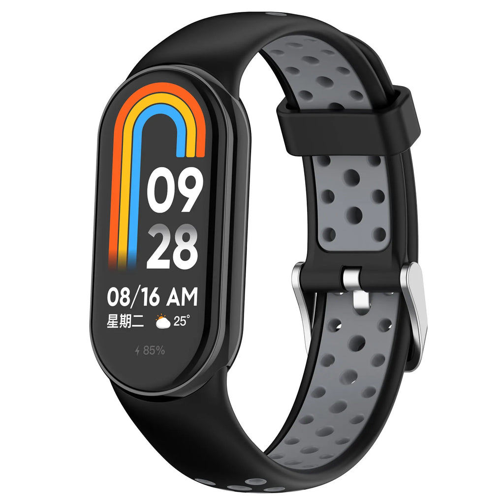 Silicone Watch Strap For Xiaomi Band 9 8 Two-Color Breathable Smart Watchband Replacement Bracelet for Xiaomi Mi Band 8 9 Strap