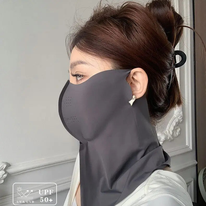 2PCS Ice Silk Sun Protection Mask Anti-Ultraviolet Neck Guard 3D Mask Summer Breathable Eye Protection Face Mask