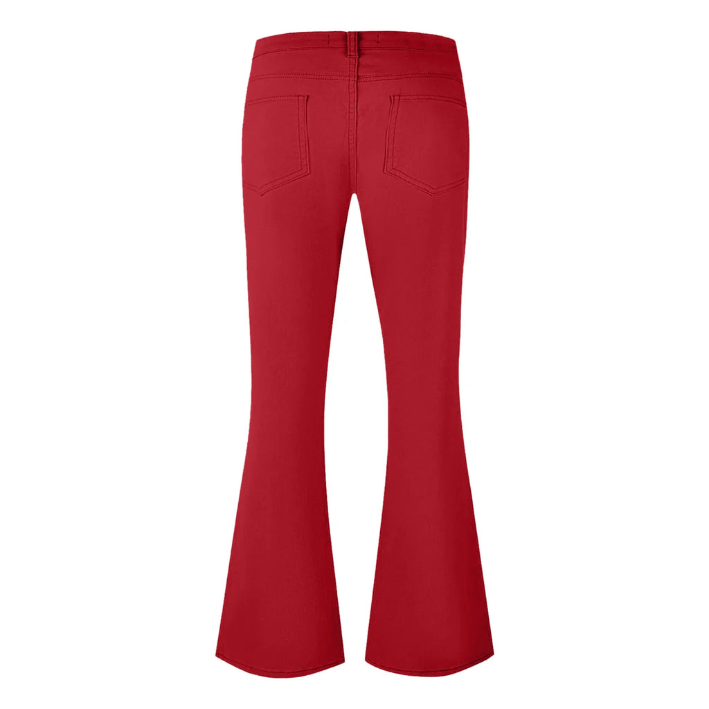 Men's fashion Retro Disco Flared Pants Loose Stretch Vintage Trousers Fit Flared Comfortable Retro Stretch Twill Men's Trousers