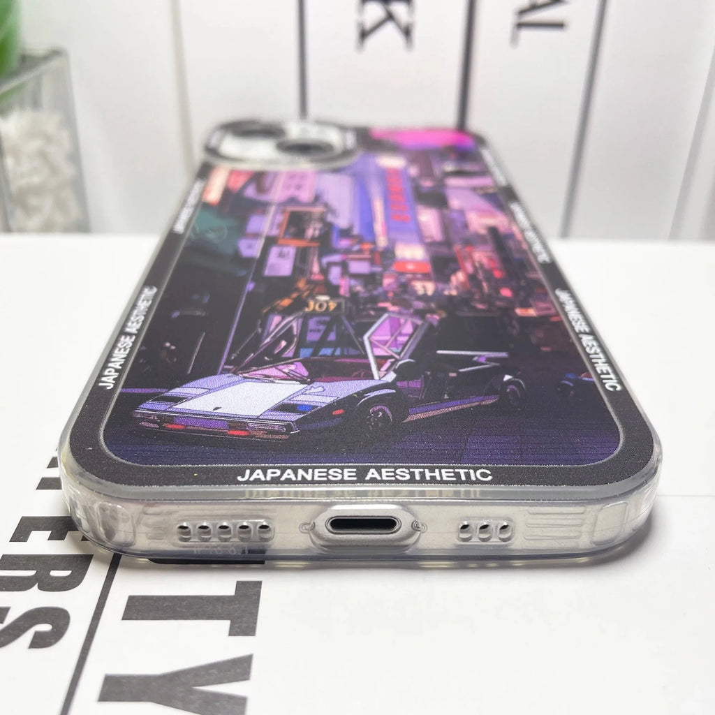 Japanese Aesthetic Tokyo Neon Lights City Street Phone Case For Samsung Galaxy S10 S20 S21 S22 S23 S24 FE Plus Ultra Note 20