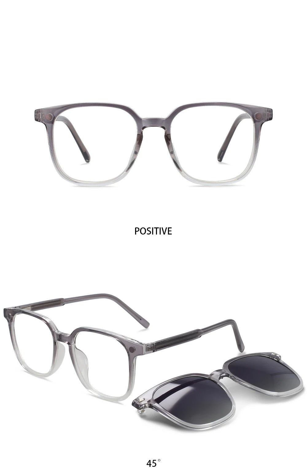 56532 Fashion Anti Blue Light Square Glasses Frames Polarized Sunglasses Magnetic Clip Women Computer Eyeglasses