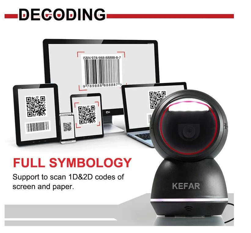 New Arrial Foldable Omnidirectional Desktop 2D Barcode Scanner Automatic Wired USB Platform Bar Code Reader for Supermarket