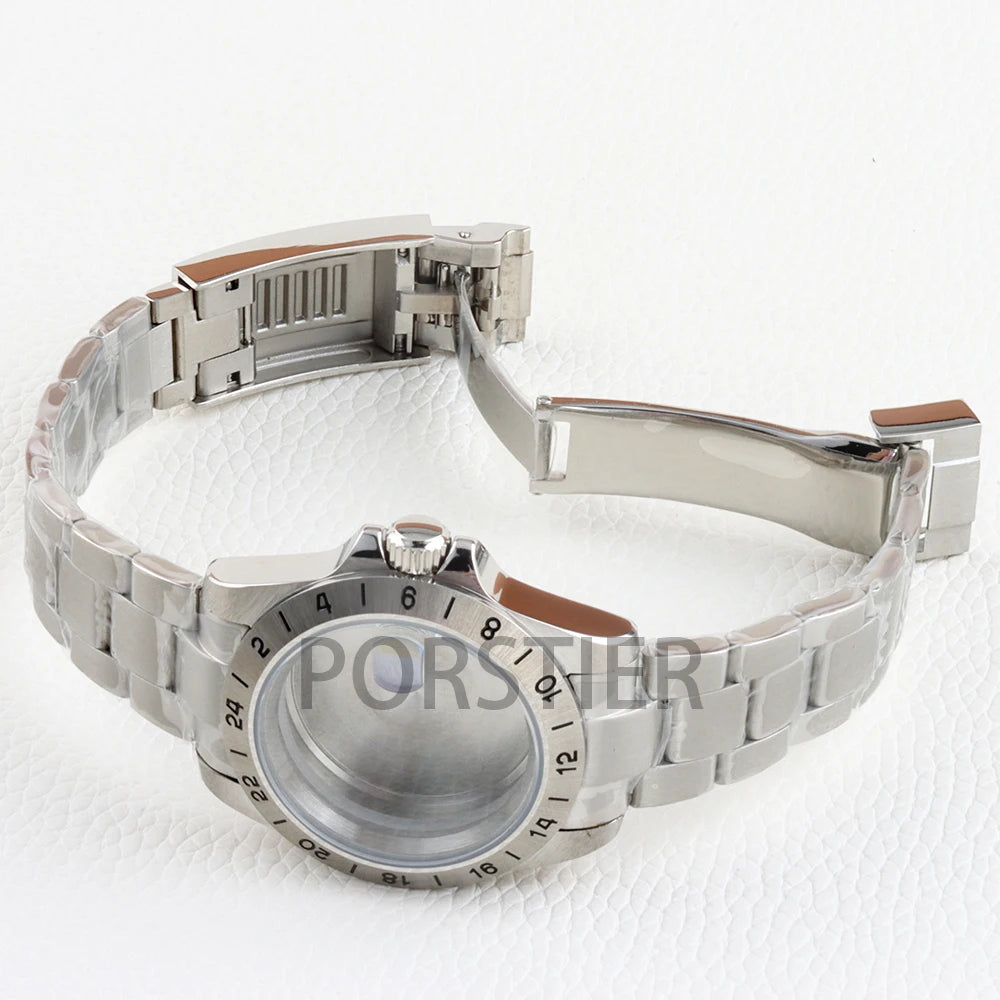 EXP 39mm NH35 Case GMT Bezel Sapphire Glass 316L Stainless steel Waterproof for Explorer Watch Case NH34 NH35 NH36 movement