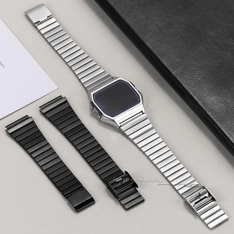 18mm 20mm Vintage Stainless Steel Watchband for Casio AE1200/1300 F84 F105/108/A158/168 F91W SGW400 Metal Wristband Bracelet