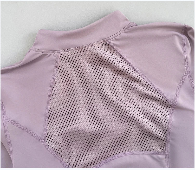 Outdoor running women's sports top Spring and Autumn new yoga suit half zipper slimming fitness training long sleeved women