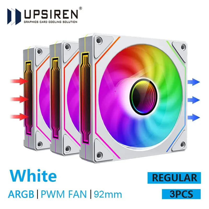 UPSIREN UF-9 PRISM 4 PRO Computer Chassis Fan，92mm ARGB 4 Pin PWM Quiet Cooling Fan 12V Large Air Volume