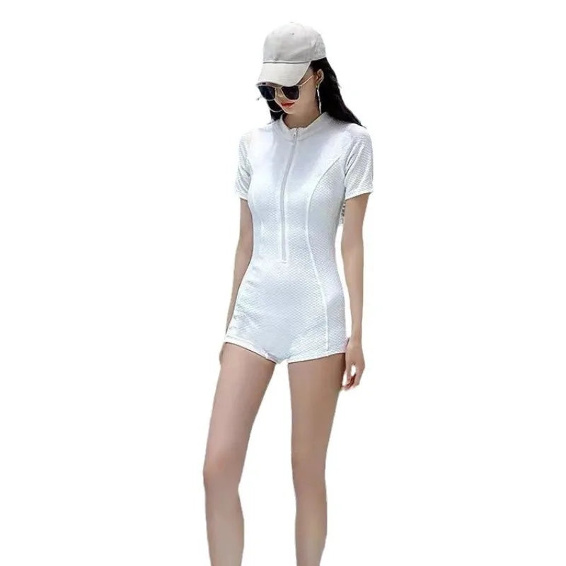 Vacation Surfing Conservative Sun Protection One-piece Swimsuit Women Covering The Belly To Show Off Weight Internet Celebrity