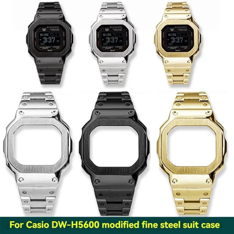 For Casio SHOCK Heart Rate Square DW-H5600 DW H5600 Stainless Steel Case Men's Stainless Steel Watch Strap Bezel Watchband Shell