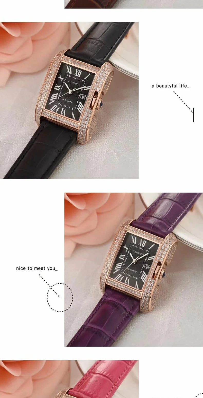 Genuine Leather Watch Strap for Cartier Tank London Solo Men's and Women's 16 18 20 22 25mm Flat Interface Folding Buckle Band
