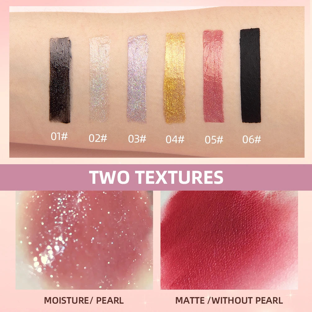 6 Colors Glitter Lipstick Long Lasting Diamond Pearlescent Metallic Lipgloss Black Matte Liquid Lipstick Women Lip Tint Makeup