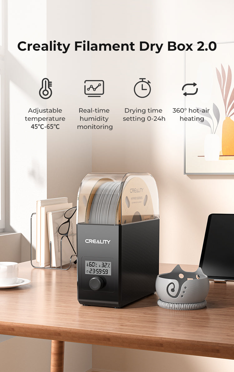 Creality Filament Dryer Upgrade Fan Filament Dry Box 1KG PLA PETG ABS TPU Filaments Dehydrator Storage Box Filament Spool Holder
