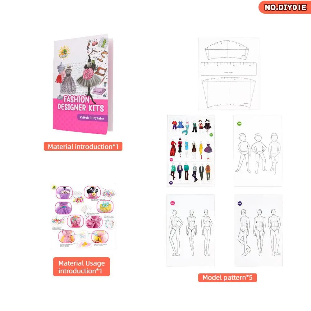 Children's Clothing Design DIY Handmade Material Kit Doll Clothes Sewing Kit For Kids Girls Fashion Designer DIY Handmade T U7R7