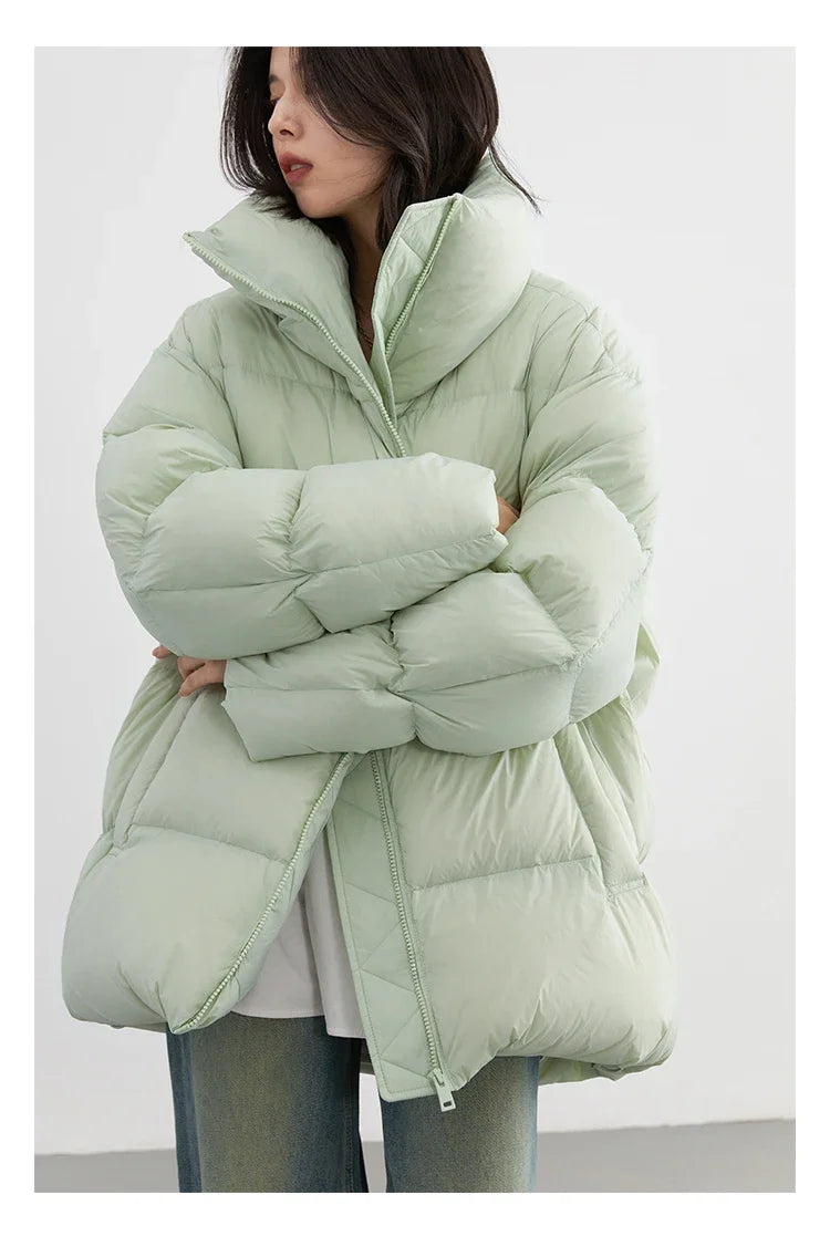 CHIC VEN Women's Down Coats Korean Stand Collar Simple Solid Color Warm Casual Jackets Soft Fashion Female Clothing Winter 2025