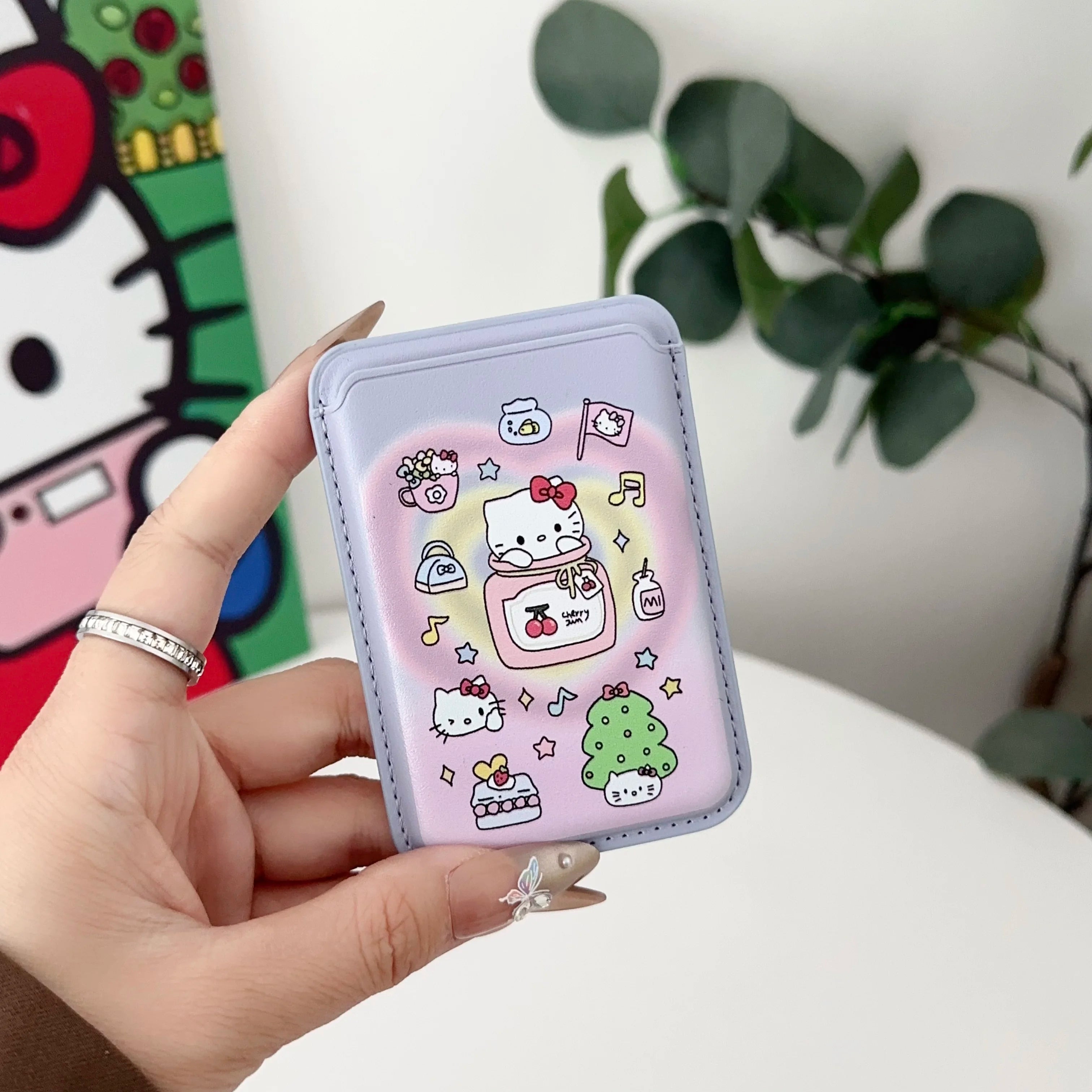 INS Korean Cute Hello Kitty for Magsafe Wallet Card Clip Case For iPhone 15 16 Pro Max 13 14 12 Magnetic Wallet Pink Girl Cover