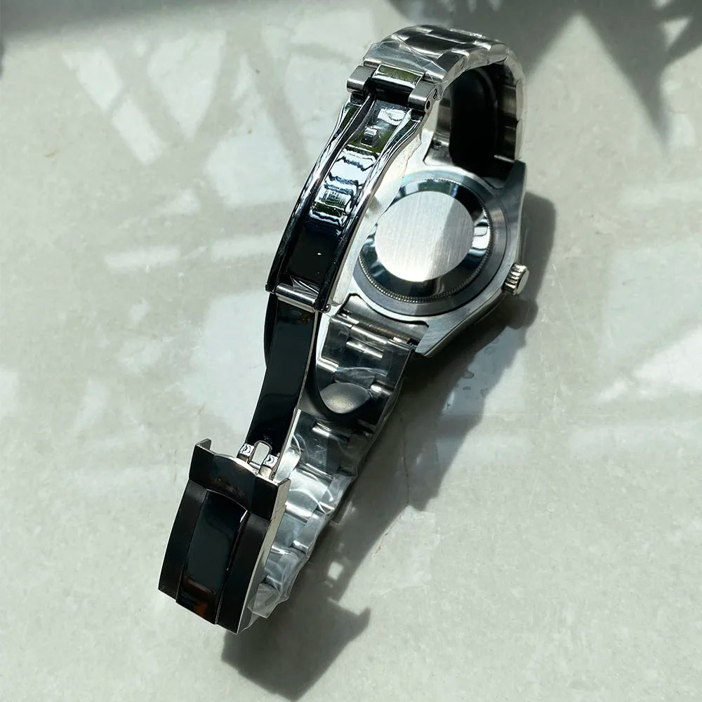Luxury 41mm Men's Watch Black Dial Water-Resistant Date Function Chinese NH35 Movement Sports Stainless Steel Strap Steel Case