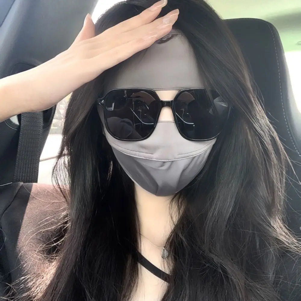 Summer Full Cover Face Mask Sunscreen Mask Ice Silk Uv Protection Breathable Face Shield Sunshade Cycling