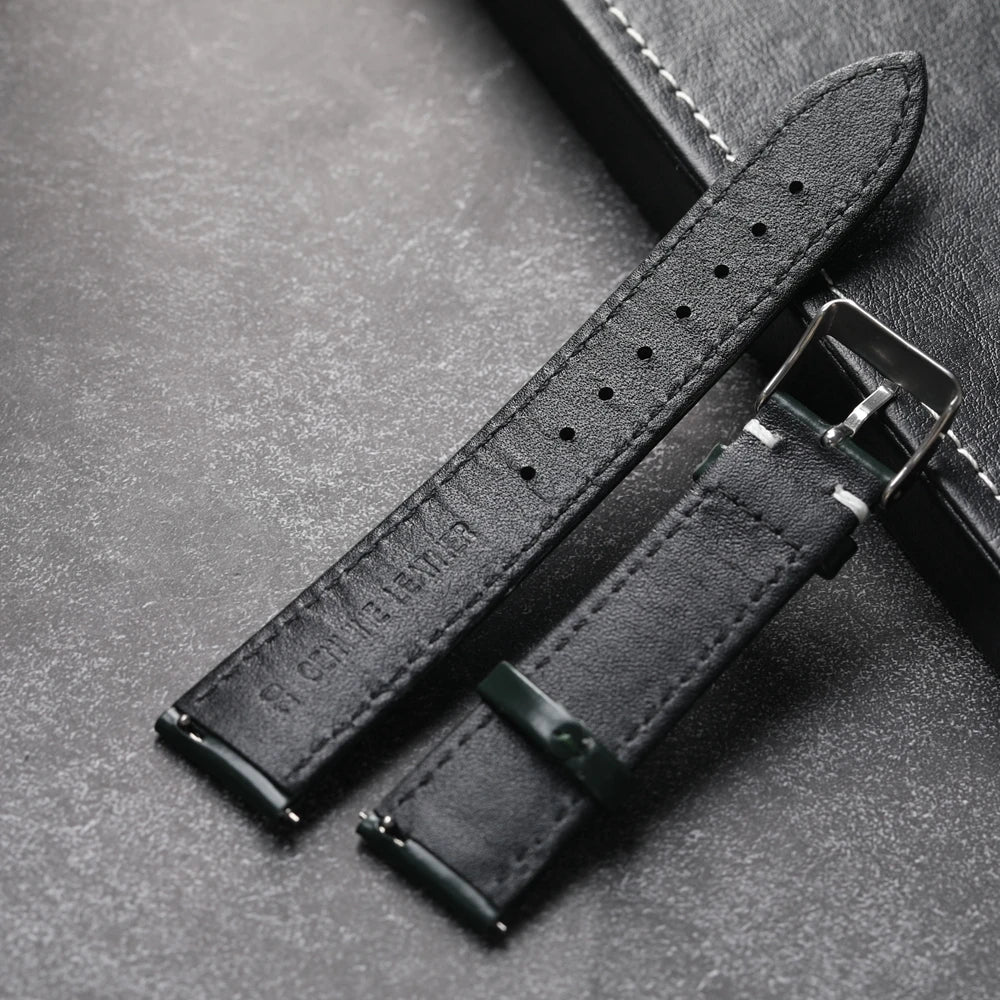 Handmade Italian Patent Leather Strap,18 19 20 21 22MM Quick Release, Men's Soft Genuine Leather Bracelet Black Blue Green Brow
