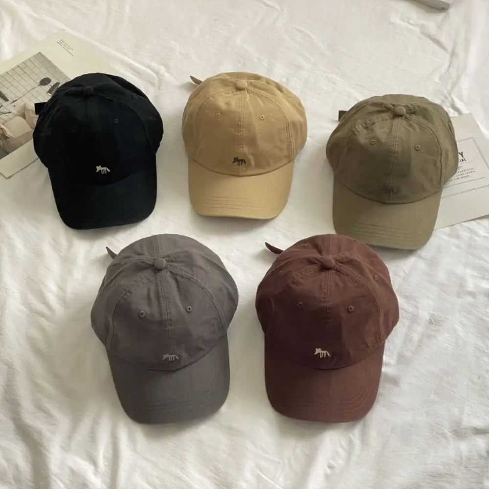 Retro Embroidered Embroidery Baseball Cap Animals Peaked Cap Canvas Baseball Hat Sunscreen Hat Cotton Sun Hat Girl