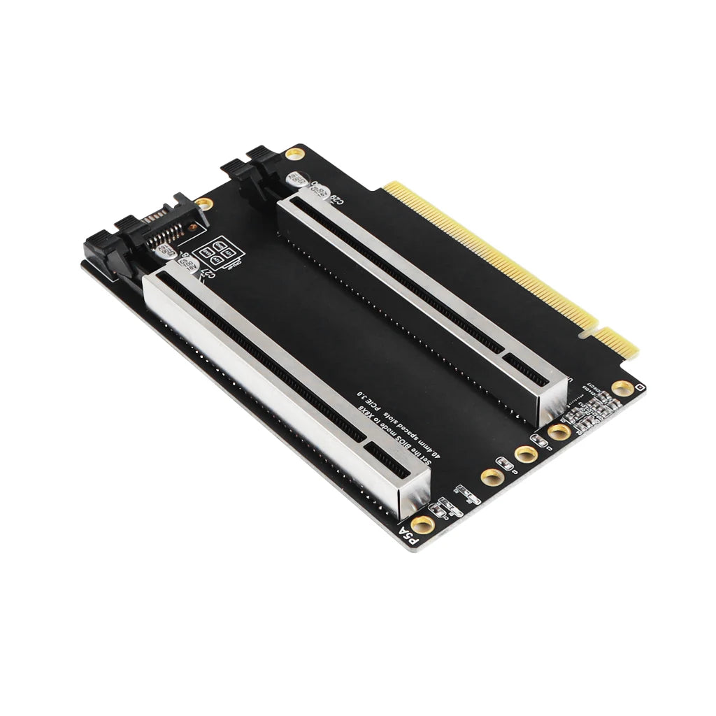PCIe 3.0 x16 to X8X8 Expansion Card PCIe-Bifurcation Gen3 x16 to x8x8 40.4mm Spaced Slots with Heightened SATA Power Interface