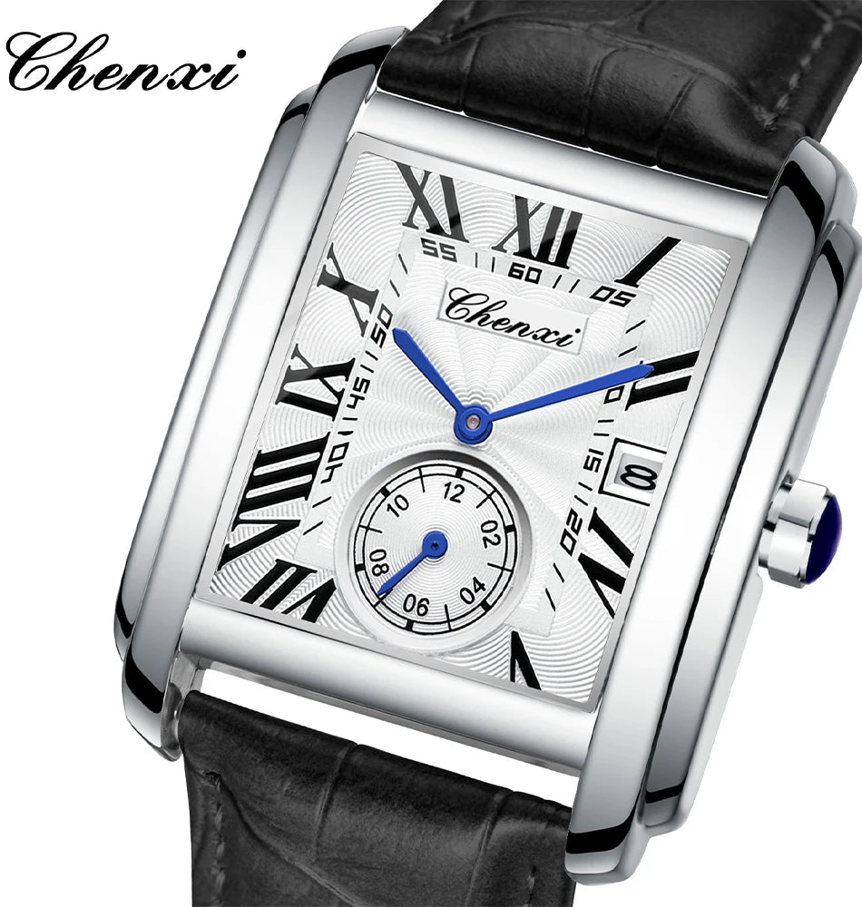 Fashion Business Watches For Men Calendar Display Quartz Watches Waterproof Leather Band Men's Wristwatch