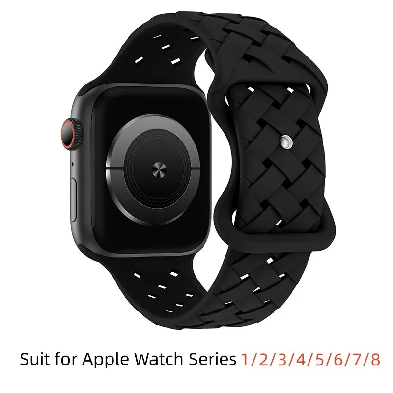 Woven Loop Silicone Strap for Apple Watch Band Ultra 49mm 44mm 40mm 45mm 42mm Sport Bracelet for IWatch Series 8 7 6 5 4 3 2 1