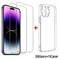 2Pcs Tempered Glass +1Pcs Phone Casefor IPhone 16 15 14 13 12 11 Pro Max Screen Protector for IPhone7 8 X XS XR Protective Glass