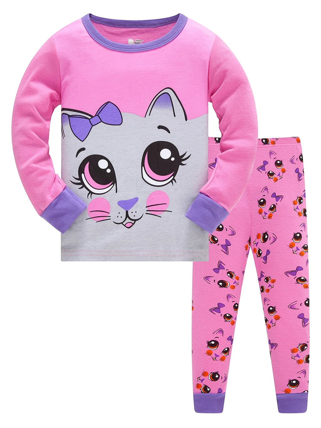 2pcs Boys Casual Crew Neck Animal Print Pajama Sets