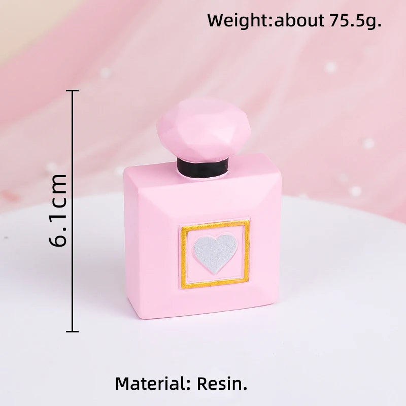 Lovely Girls Birthday Party Cosmetics Cake Toppers Lipstick Perfume Bottle Eyeshadow Box For Lady Mom Cupcake Decor Supplies Set