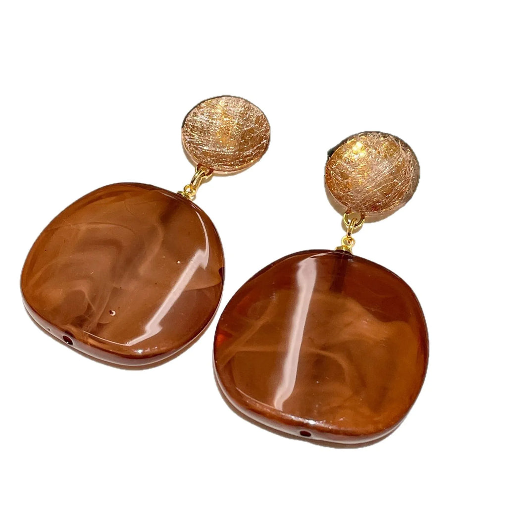 Vintage Brown Resin Statement Earrings 2025 New Trending Fashion Designers Earings For Women