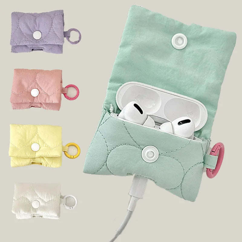 Candy Color Earphone Case Portable Earbuds Pouch Box Koreans Style Little Lipstick Packaging Bags Super Practical Buttons Purses