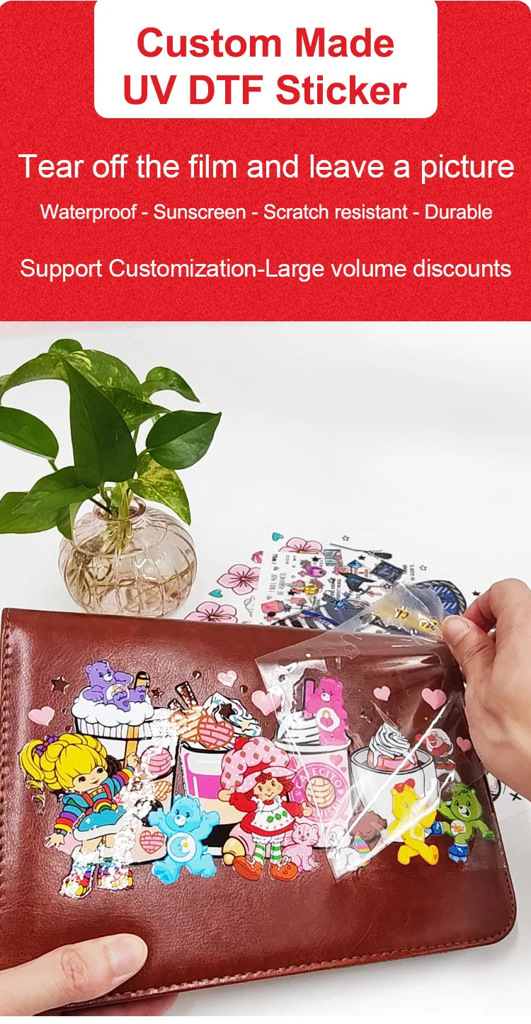 1PCS Cartoon Cute Dog Design UV Transfer Sticker For 16oz Cup Wrap Custom Label DIY Logo Self Adhesive Dog Uv Dtf Stickers