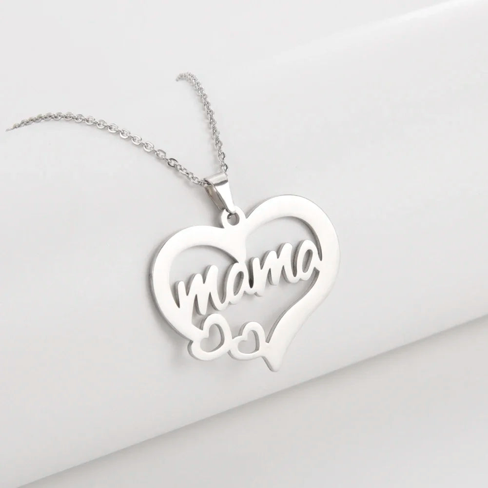 Skyrim Mother's Day Mama Letter Pendant Stainless Steel Necklace for Women Gifts love Pendant Neck Chain Exquisite Jewelry Gift