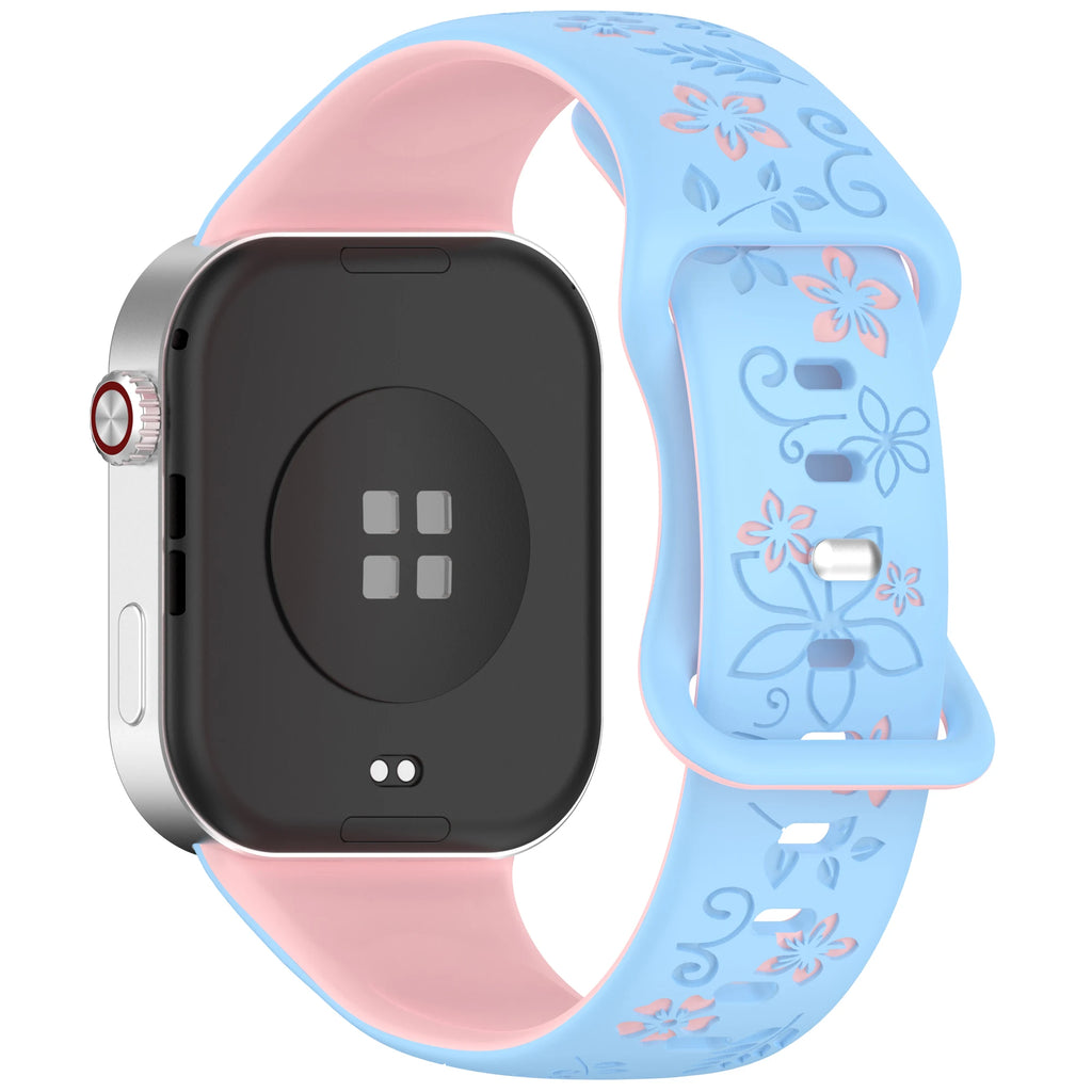 Two tone floral carved soft silicone strap for Redmi watch 4/5/6/Mi Band 8/9 PRO,suitable for Halloween,Thanksgiving, Christmas