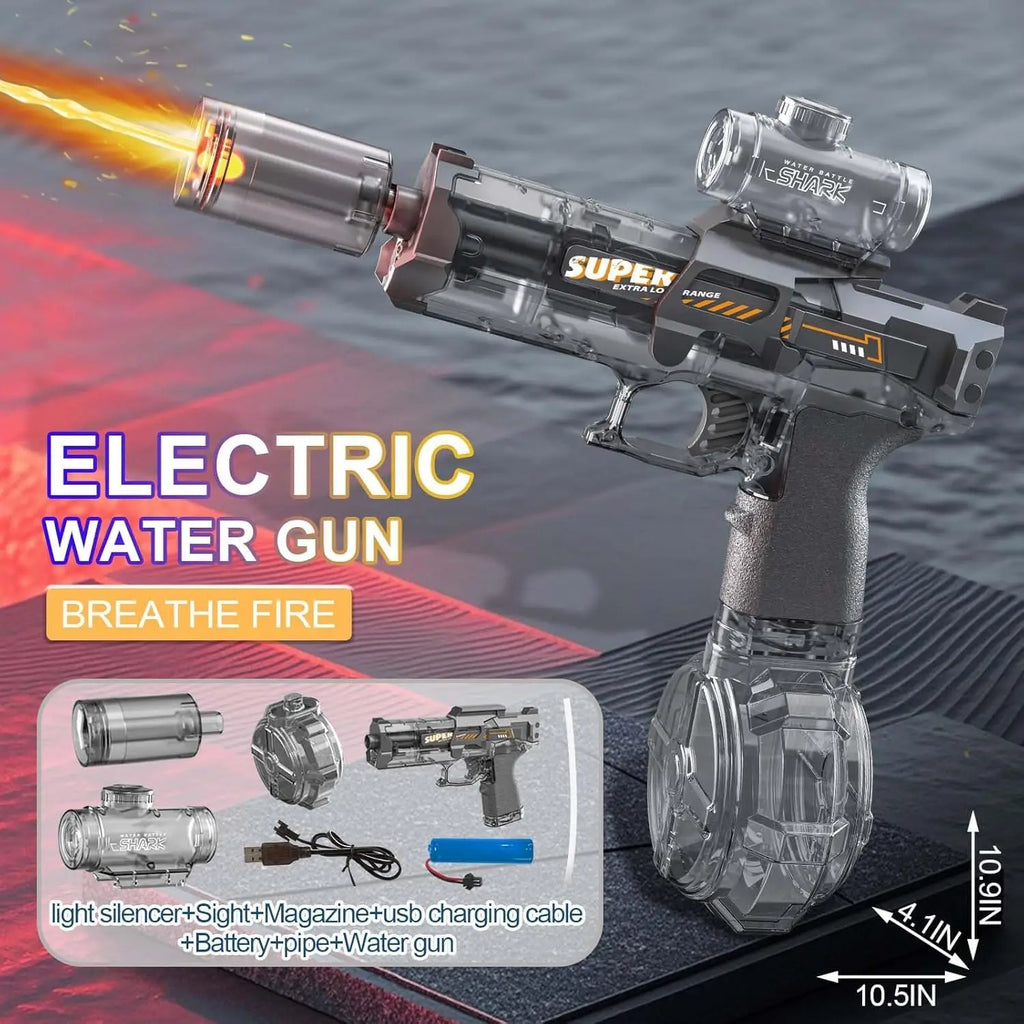 Summer Outdoor Fully Automatic Electric Water Gun Toy With Lights, Boys Beach Pool Battle Shooting Gun Toy Gift
