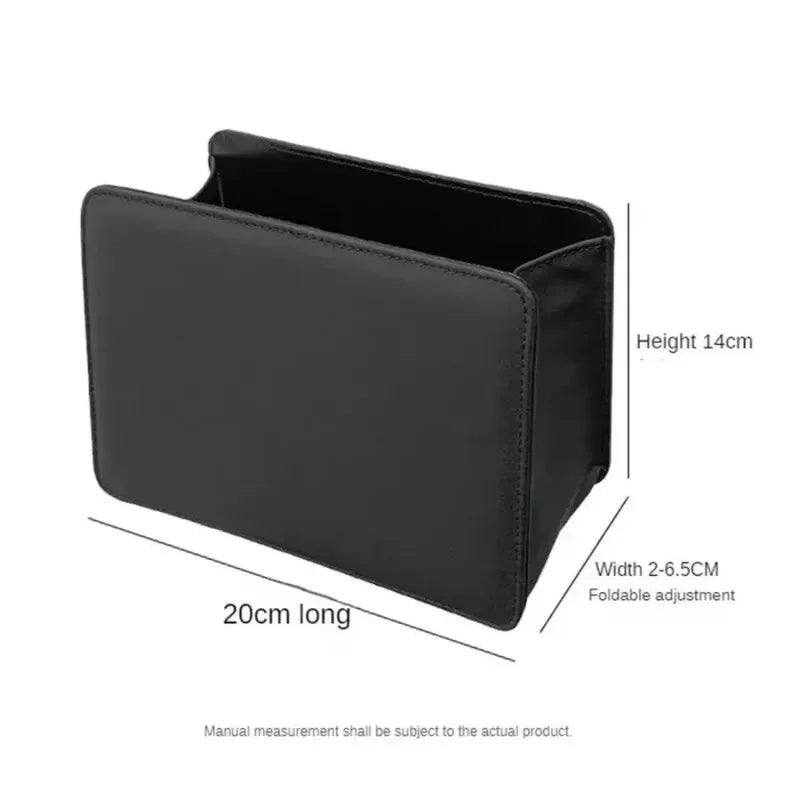 Multifunctional Car Trash Bin PU Leather Solid Color Seatback Hanging Storage Box Foldable Structure Car Door Storage Box