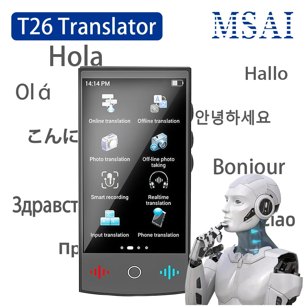 2026 New AI Travel Translator T26 ChatGPT 160 Languages Professional Business Voice Translation Real-time for Corporate Trip