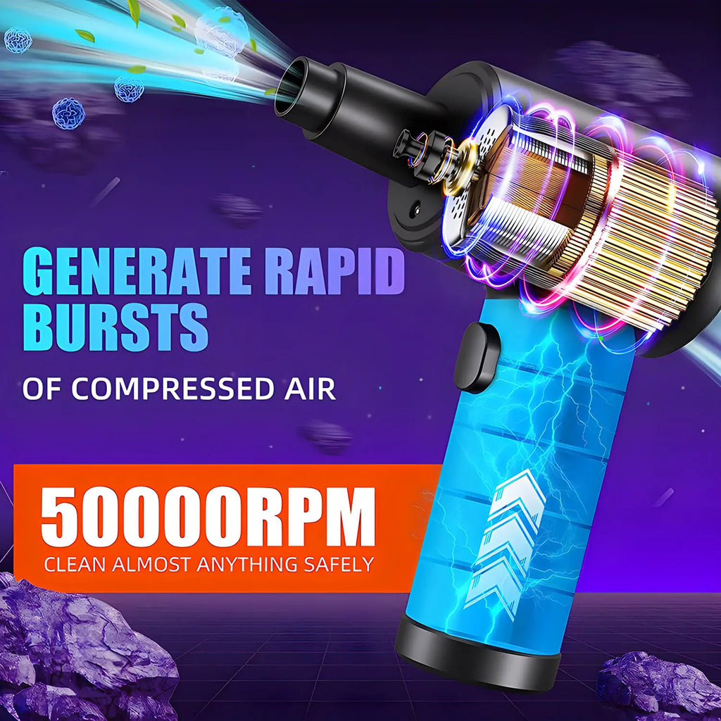 Protable Air Duster for Computer Cleaning 51000RPM Cordless Compressed Air Blower with LED Light for PC computers Keyboard Clean