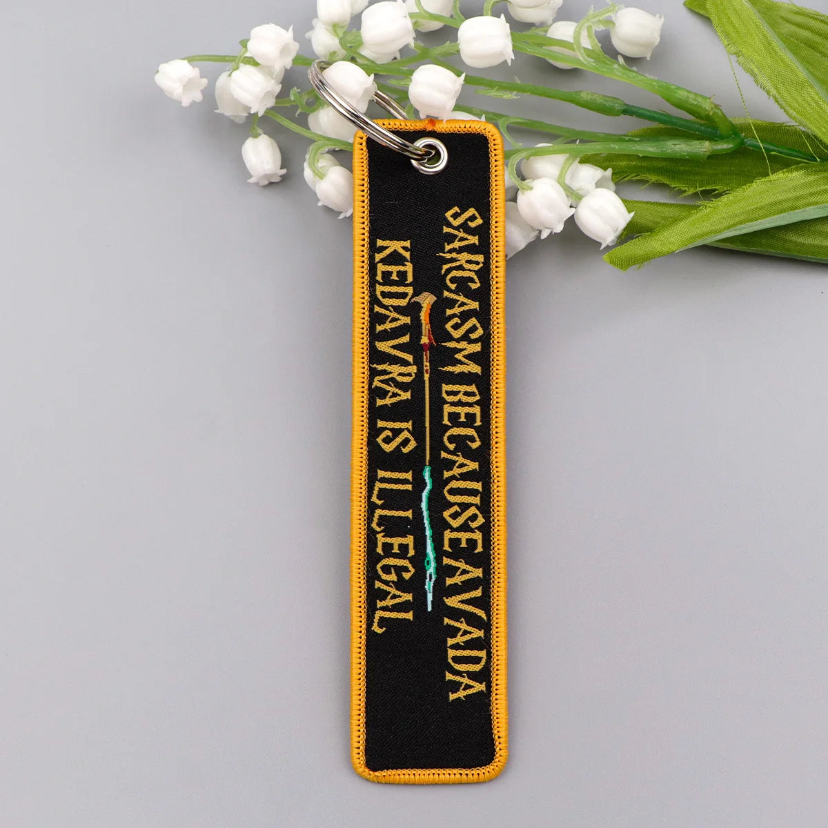 Music Is My Drug Embroidery Keyring Quotations Key Tag For Cars Backpack Keychain Black Fashion Accessories Gifts for Friends
