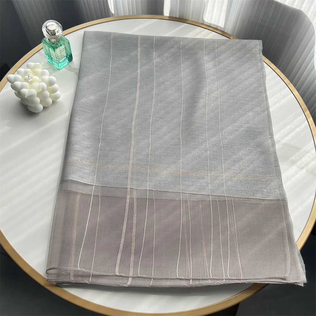 New Design Luxury Brand Women Foulard Plaid Frame Silk Solid Scarf Elegant Shawl Long Wrap Sunscreen