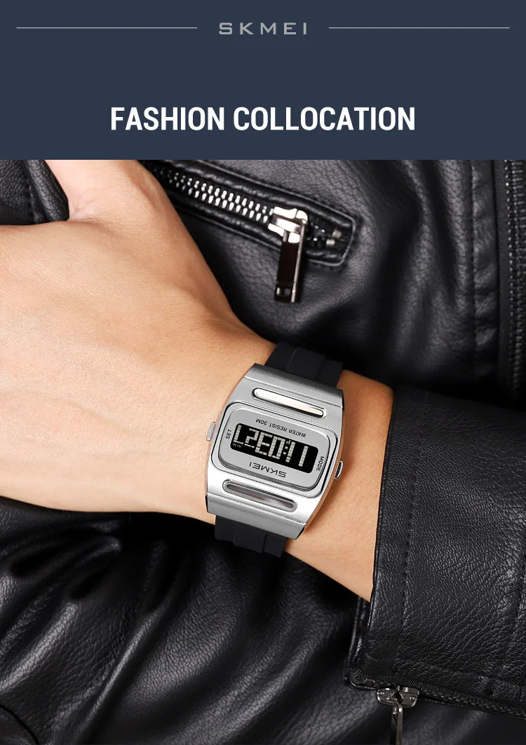 SKMEI 2563 New Solar Men's Digital Watch Silicone Strap Waterproof Multi functional Electronic Watch Alarm Clock reloj hombre